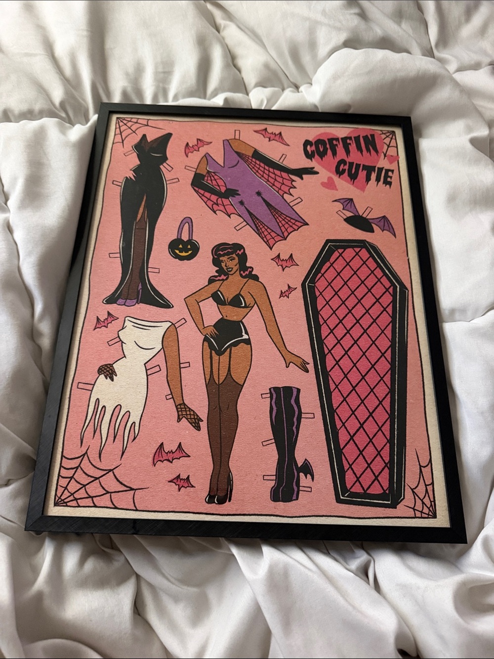 Pink Halloween Wall Art pin up doll